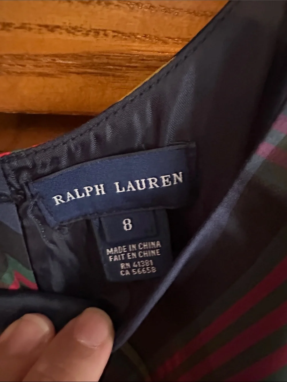 Ralph Lauren Blue Plaid Holiday Dress with Black Sash